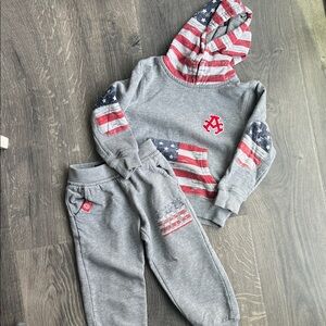 Akademiks Gray Kids Joggers with Patriotic Design